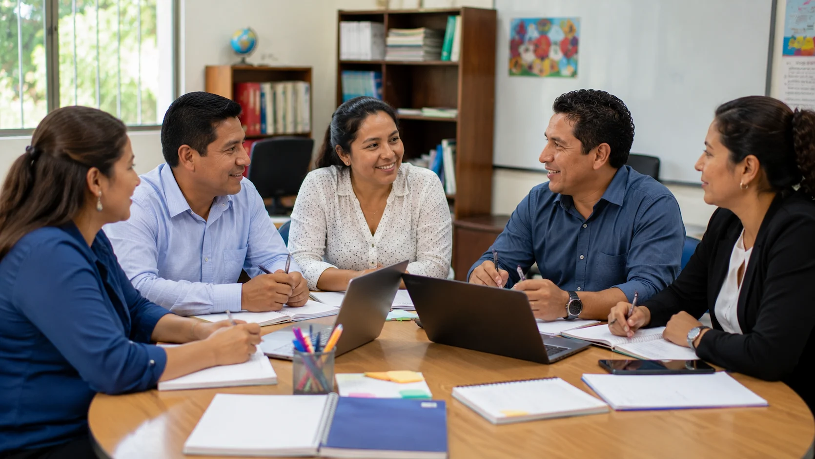 Grupo de docentes ecuatorianos en una sesión de formación continua y trabajo colaborativo