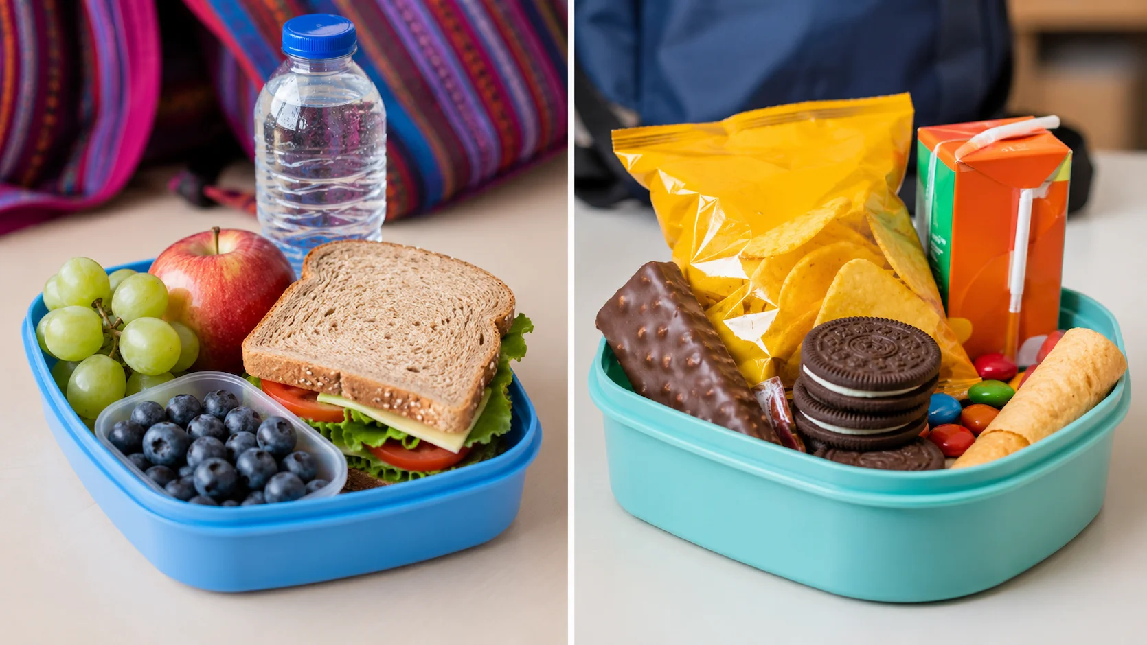 Comparación entre lonchera saludable y lonchera con ultraprocesados para niños en Ecuador